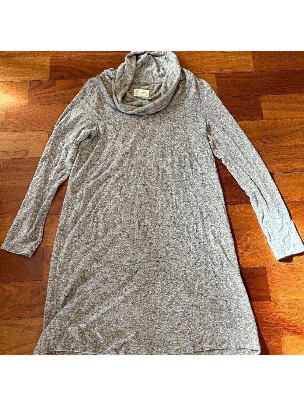Anthropologie Saturday Sunday Dress Womens Size XL Grey Cowl Neck 3/4 Sleeve